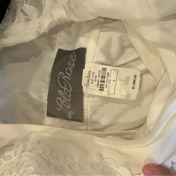 NWT LELA ROSE Embroidered Eyelet Poplin Tiered V-Neck Dress - Picture 6 of 6